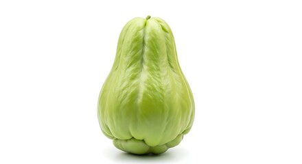 Single chayote fruit on white background isolated on white background
