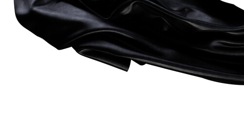 A close-up shot of luxurious black fabric with beautiful textures, creating a sense of depth and contrast against a pure
