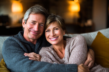 Happy Smiling Middle Aged Couple Romantic Portrait Relationship
