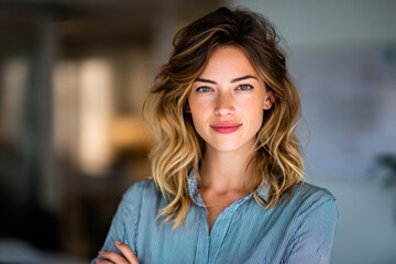 Happy Female Business Woman Working Manager At Work Confident 