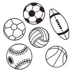 Fototapeta premium Collection of Sports Balls Vector Set – Football, Basketball, Soccer and More