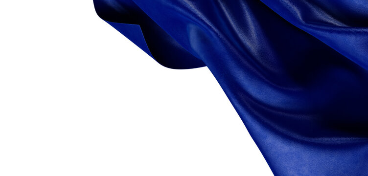 Close-up of flowing blue fabric with soft folds, creating an abstract and elegant texture.  Ideal for backgrounds or gra