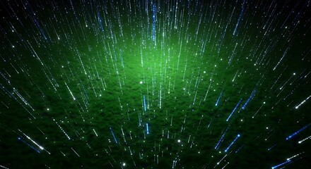 Abstract Green Data Stream - A Digital Waterfall of Information.