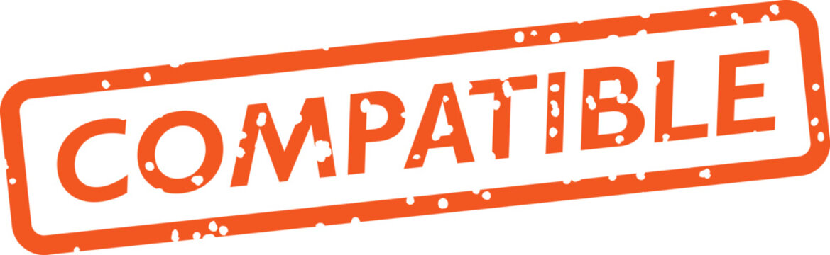 Orange rubber stamp with compatible text