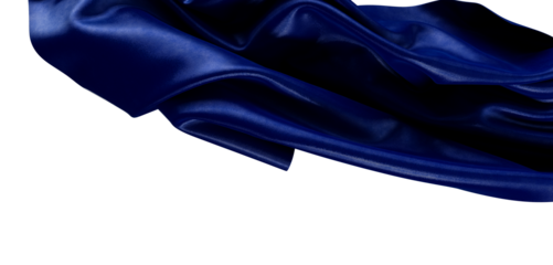 Abstract image of flowing navy blue fabric against a plain white background. Ideal for textile designs, fashion concepts