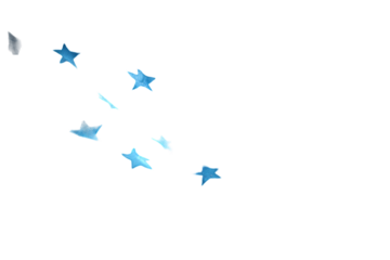 Glowing blue stars floating in dark space