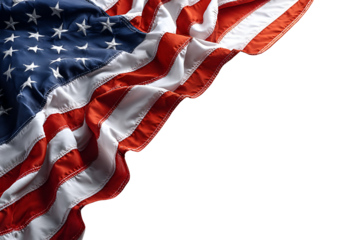 American flag waving with stars and stripes on black background