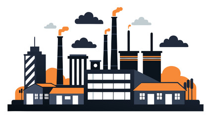 Obraz premium Industrial complex with multiple factories Vector