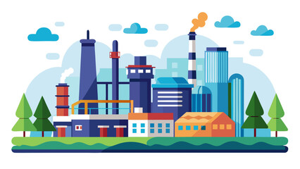 Obraz premium Industrial complex with multiple buildings Vector