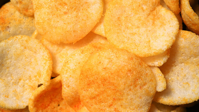 shrimp chips texture. healthy snack. Asian food background