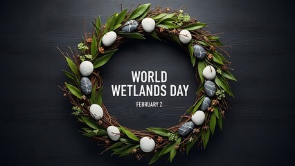 World wetlands day celebration with nature inspired wreath