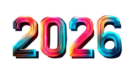 Vibrant neon numbers displaying the year 2026 on black background