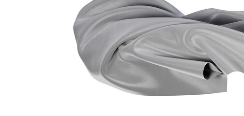 Elegant abstract design of silver fabric with textured surface and soft shadows, perfect for...
