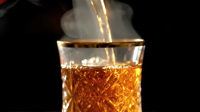 Pouring Hot Arabian Tea for Iftar
