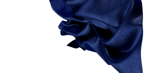 Close-up of a flowing navy blue fabric, highlighting its texture, shadows, and elegant draping. Perfect for design proje