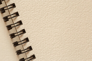 close up of  blank sheet of  sketchbook with spiral binder