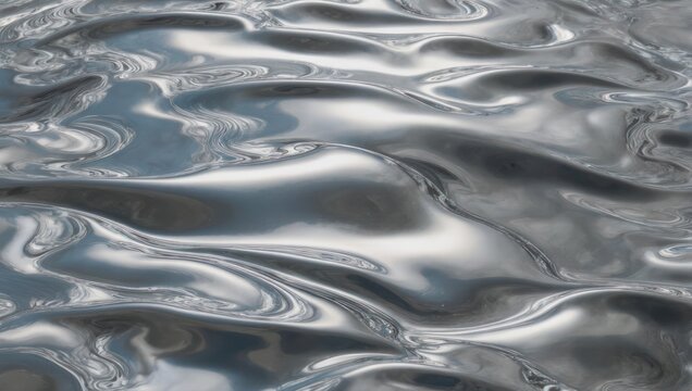 Wavy molten silver metal surface abstract background.