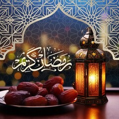 ramadan kareem lantern with candle
