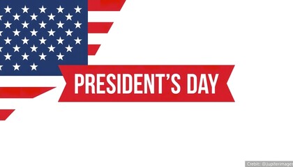 A patriotic banner celebrating President's Day with an American flag design