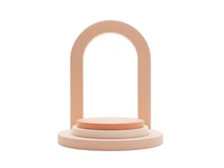 Isolated on transparent background peach colored display podium for product