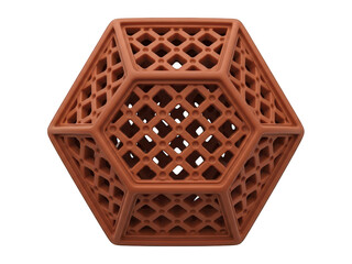 Brown lattice geometric shape with diamond patterns isolated on transparent background