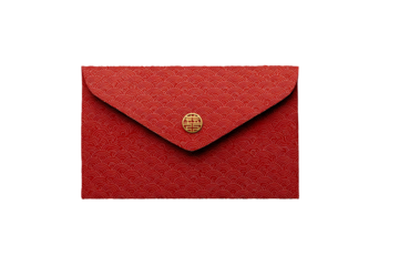 Red envelope with gold symbol on black background