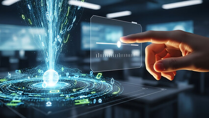 Finger touches digital interface