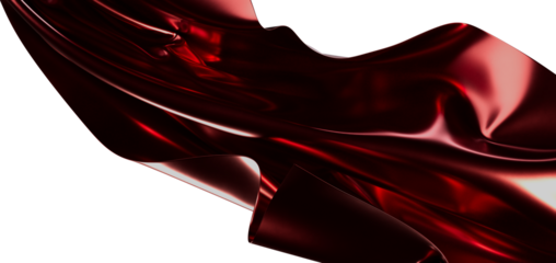Abstract image of smooth red silk fabric flowing, perfect for design and background use. Soft, textured, and glossy mate