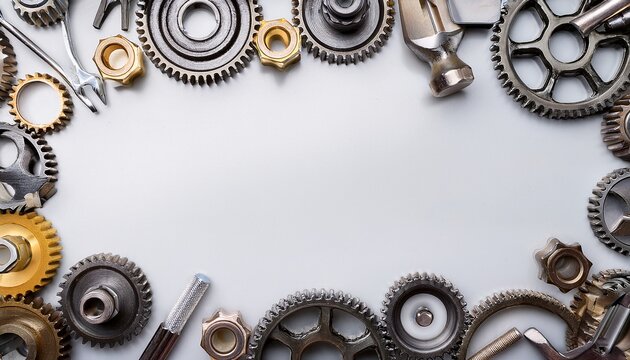 gears and tools border frame with industrial copy space for labo