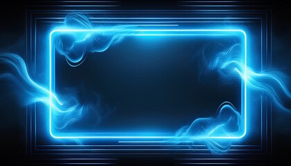 futuristic glowing blue neon frame with dynamic smokey energy flowing through