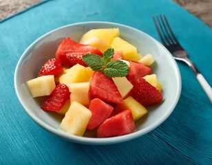 vibrant fresh fruit salad a delicious mix of watermelon pineapple and strawberry pieces