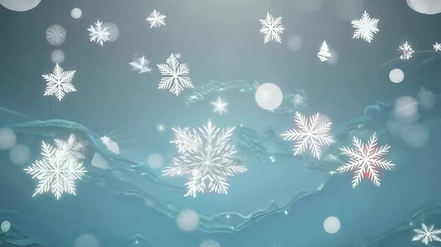 A digital graphic showcasing intricate snowflake patterns against a backdrop of icy textures. the image evokes a winter atmosphere ideal for holiday-themed designs, decorations, or seasonal greetings.