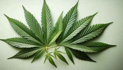 cannabis or hemp or marijuana green fresh leaf