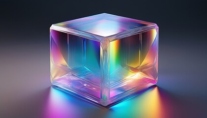 holographic crystal cube transparent design rainbow iridescent texture stylish aesthetic decoration design