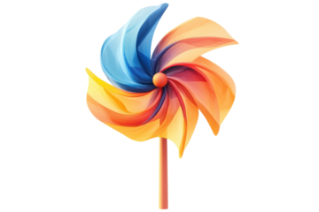 Vector style windy day weather icon on plain white backdrop isolated on transparent background