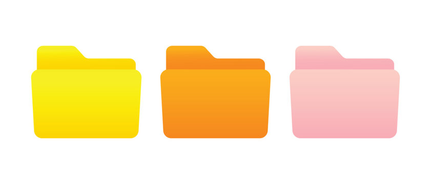 Colorful Folder Icons for Digital File Organization in UI Vector Style