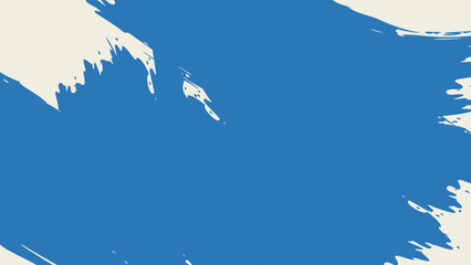 Obraz premium Dynamic diagonal blue brush stroke banner background. Hand drawn vector grainy brush stroke texture. Distress damaged edge vintage template with squiggle or expressive abstract bold smears. 