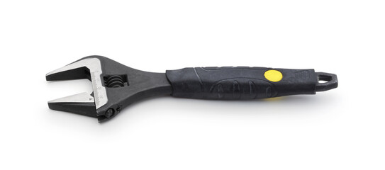 Adjustable wrench isolated on white.