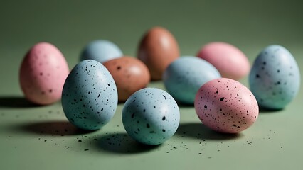 Colorful easter eggs on a green background