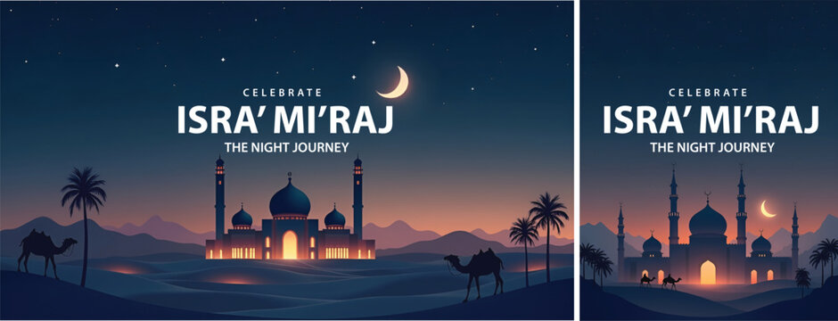 isra mi'raj night journey background, islamic isra miraj background for poster, flyer, social media template design	