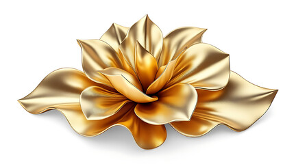 Gold metallic flower sculpture polished gold petal ornament gleaming decorative centerpiece luxurious shine elegant floral abstract design