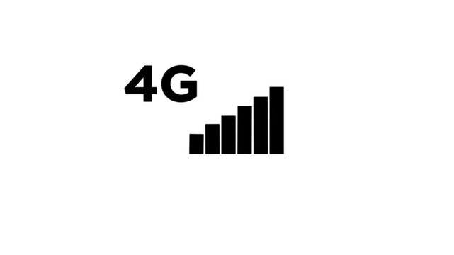 4G network icon animation computer and smartphone internet sign symbol on white background.4G network animation.