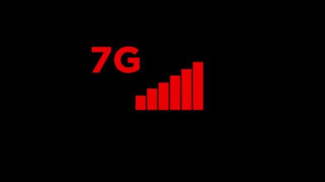 7G network icon animation computer and smartphone internet sign symbol on black background.7G network animation, 7G generation of mobile communication .
