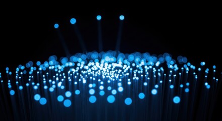 Blue Light Particles on Dark Background Creating a Dazzling Abstract Concept Visual