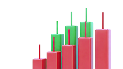 3D Candlestick Chart with Red and Green Bars