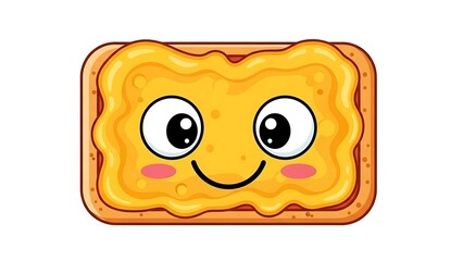 Cartoon Toast Character with Happy Face.