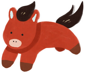 달리는 붉은 말 일러스트