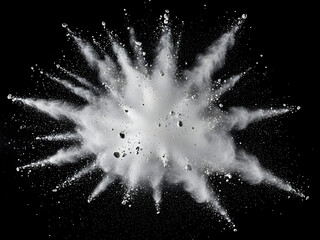 White powder explosion against a black background image.