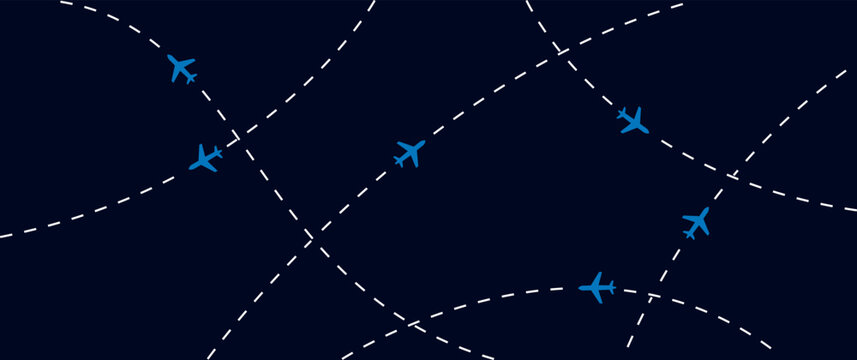 Airplane flight path background with modern air travel pattern air travel background design with airplane flight path pattern