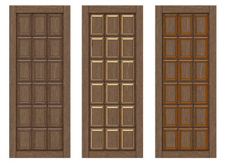 Classic style door panels mockup drawing. 3d illustration transparent background